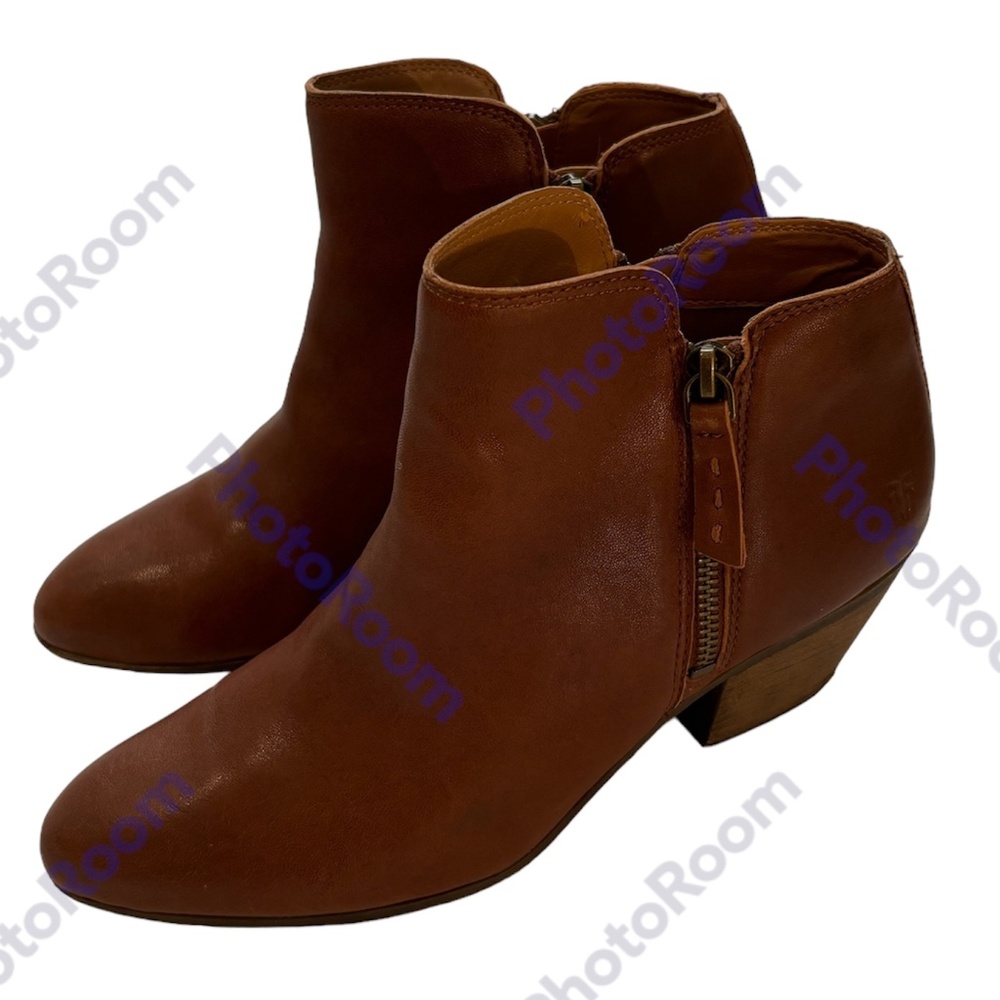 Frye Judith Leather Ankle Boots in Whiskey Leather Brown Size 9 - Picture 2 of 7